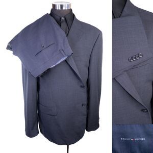 Tommy Hilfiger 2-Pcs Suit Wool Blend Jacket Blazer Sz 52R Pants 44X31 2-Button